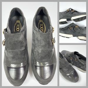 TOD’S Gray Sneakers in Suede and Patent leather Women size EU 38.5/ US 8.5